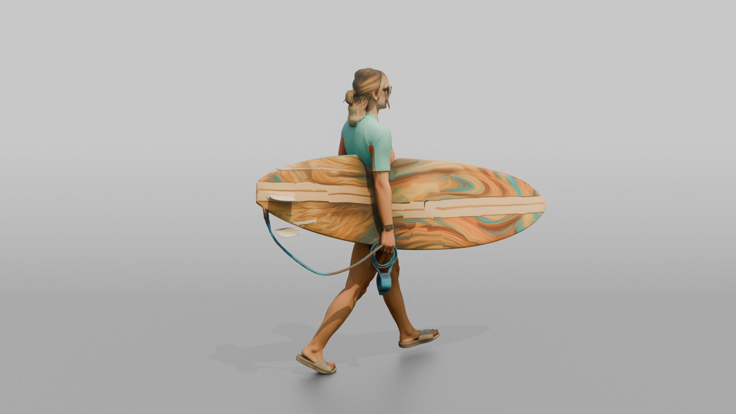 Surfer Walking Gracefully in a Wetsuit
