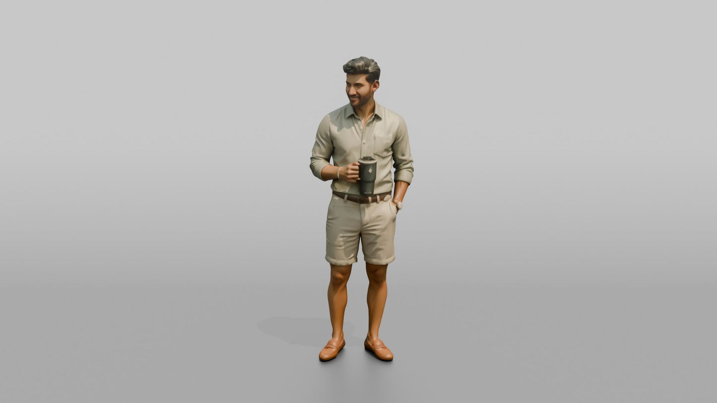 Vacationer Wearing Fitted Linen Shirt