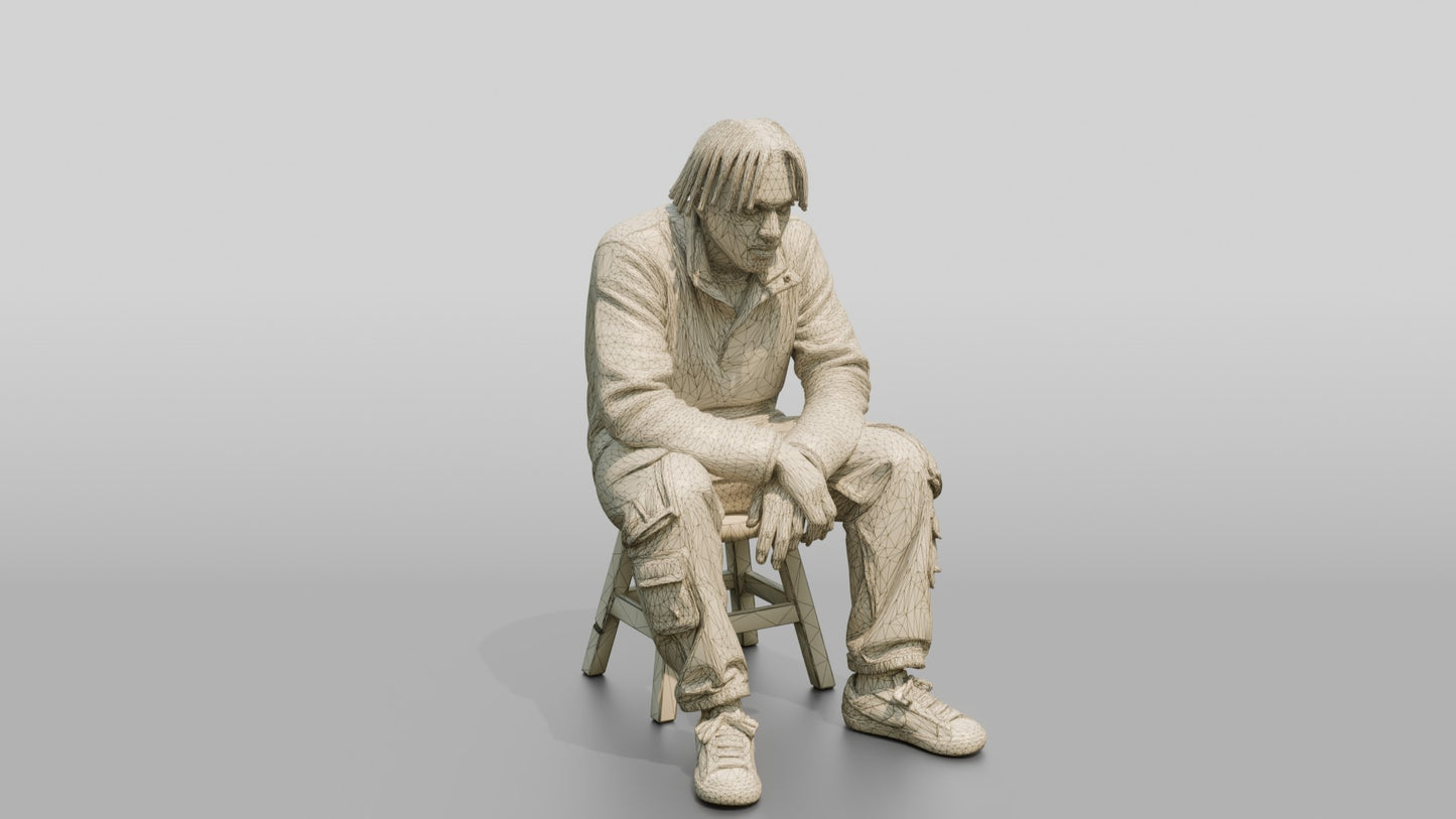 Skater Man Sitting on Stool