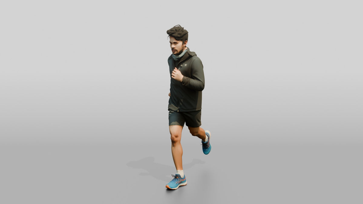Indian Man Jogging in Technical Jacket - 3D character model, view 4
