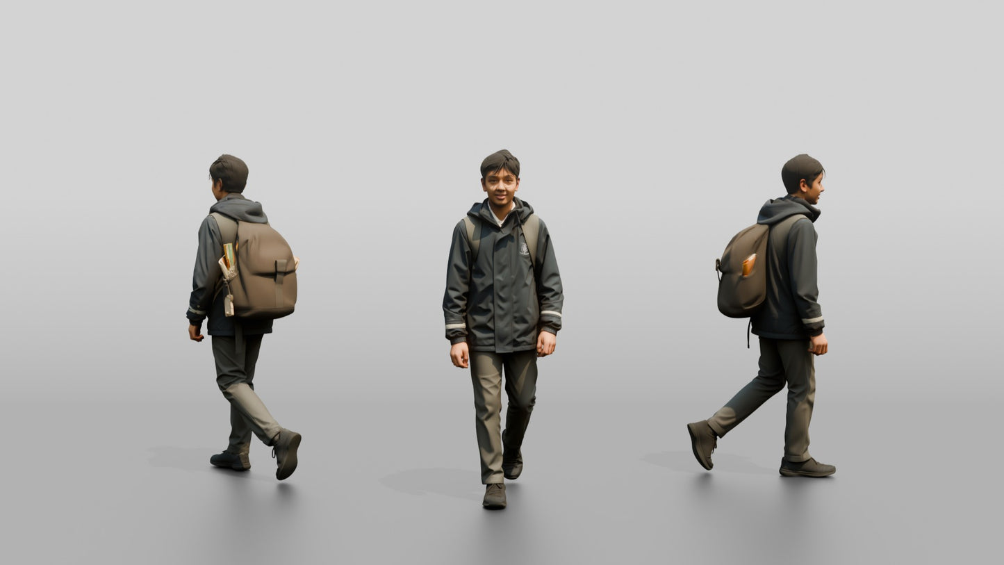 Indian Teen Boy Walking Home from School