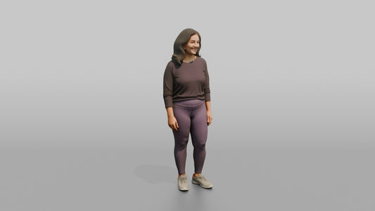 Physique Model Woman Standing With Arms At Sides, Relaxed Confident Pose - 3D character model