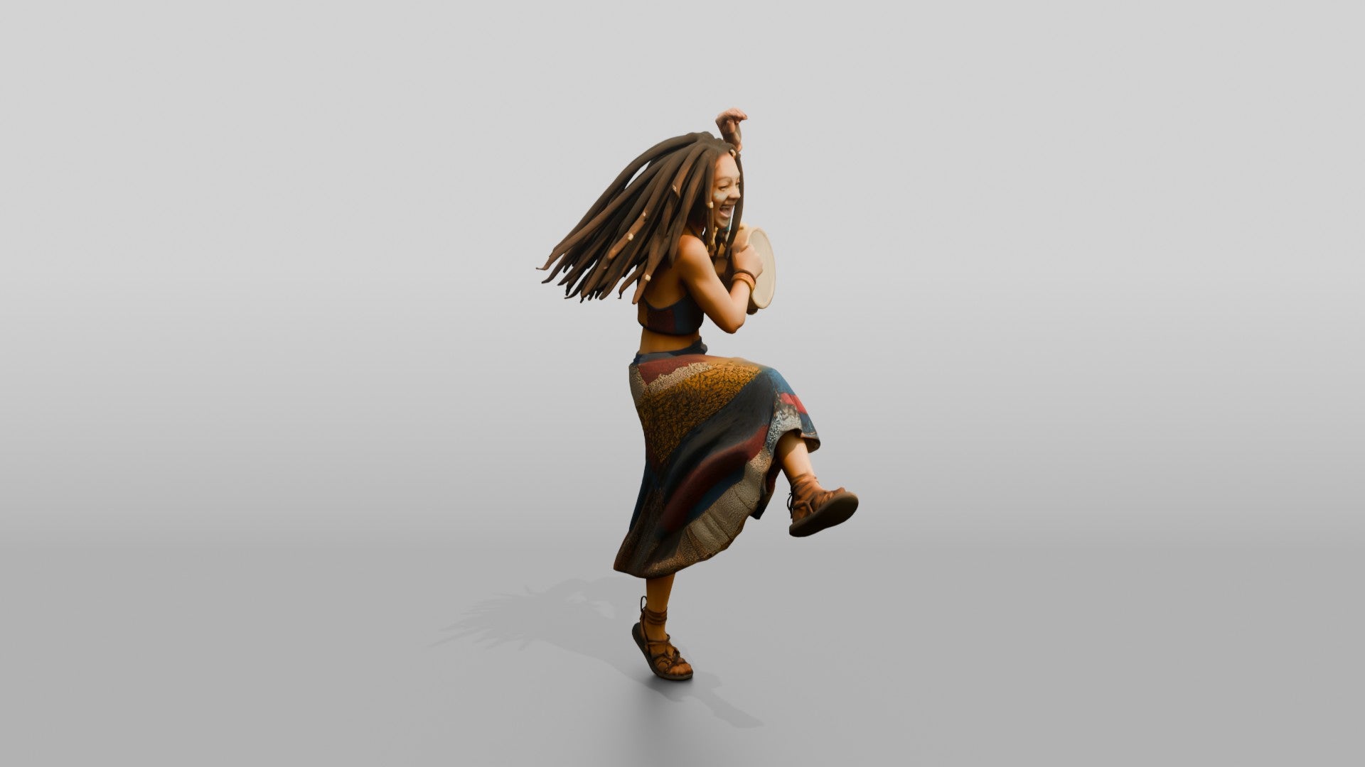 Bohemian Dancer Playing a Tambourine