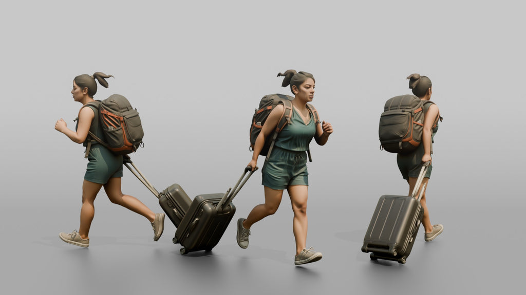Traveler Jogging Late For A Flight