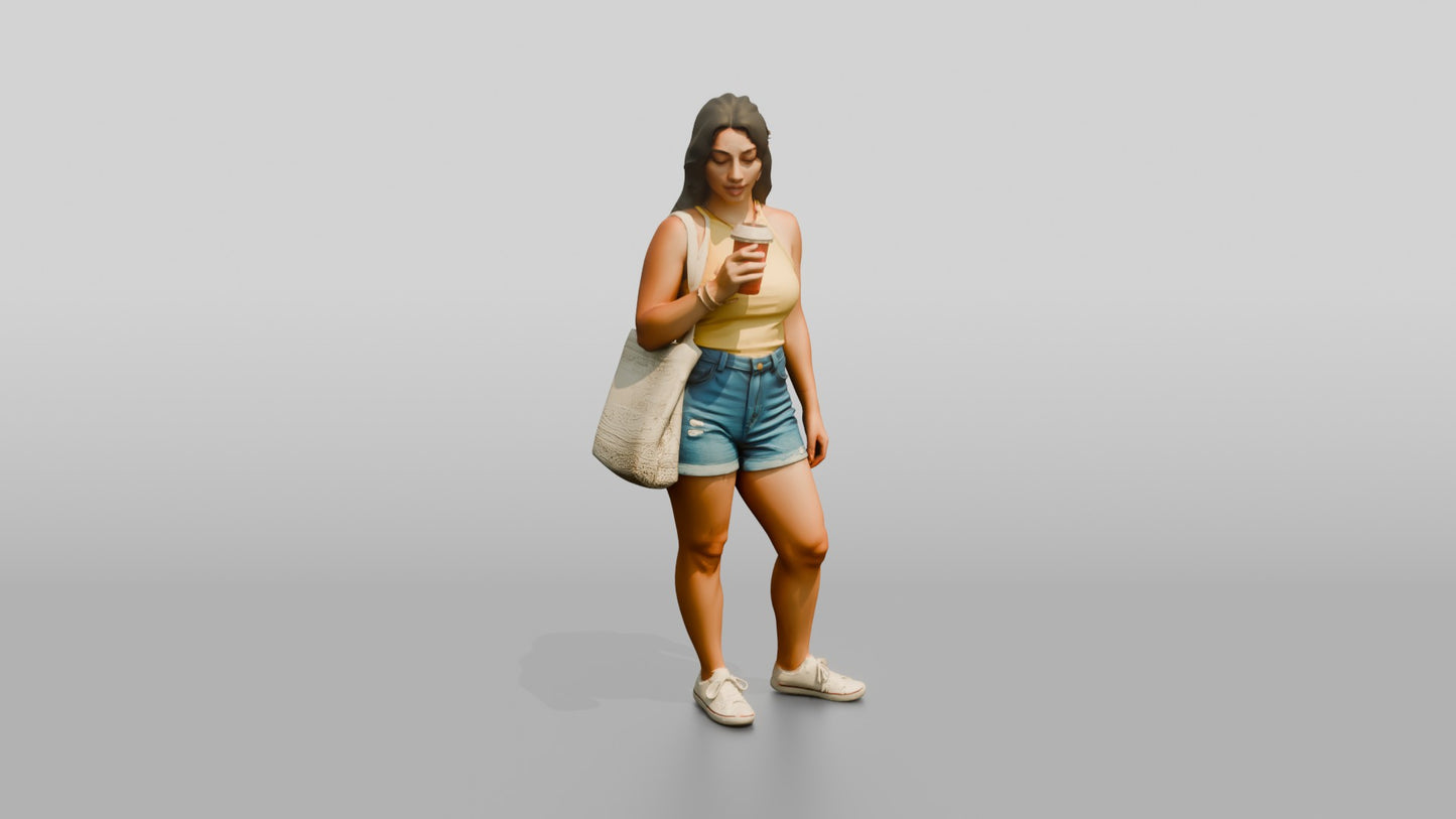 Curvy Italian Young Woman Sipping a Cold Drink