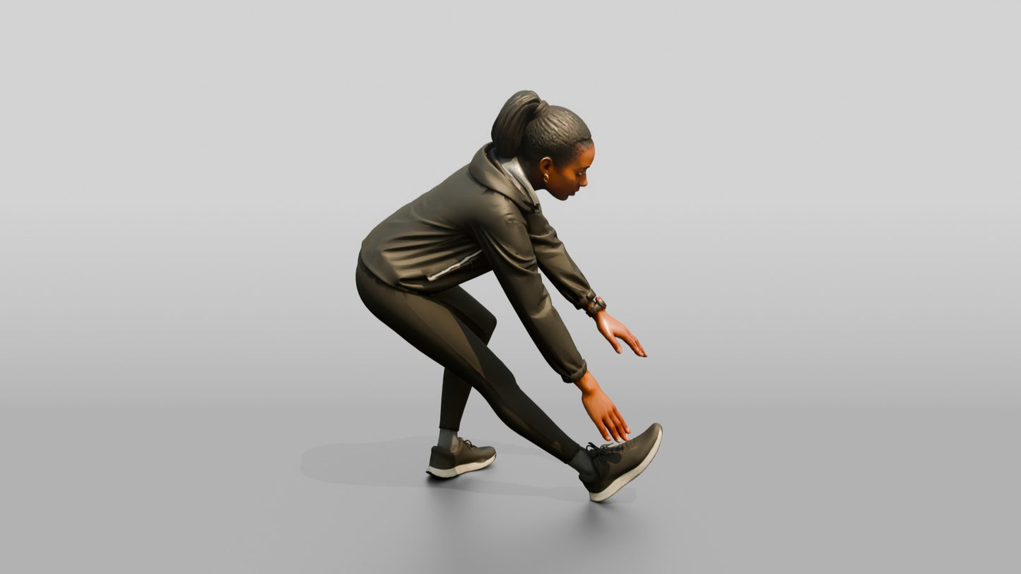 Black Woman Stretching in Waterproof Shell