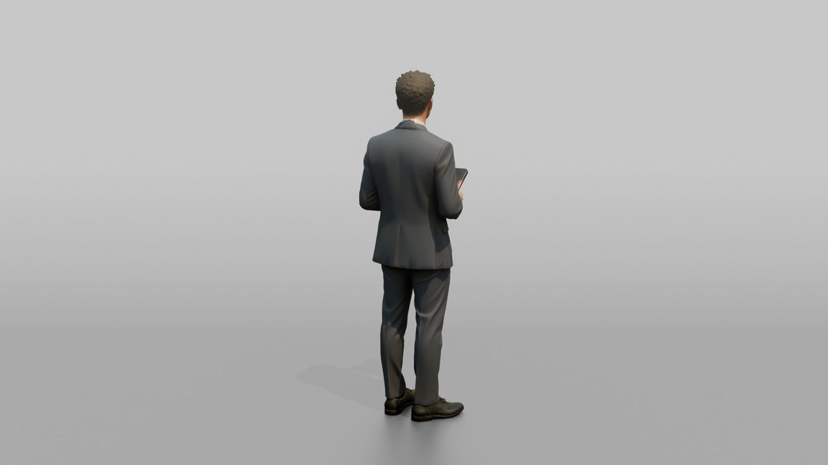 East Asian Airline Captain Standing with Hands in Pockets - 3D character model, view 3