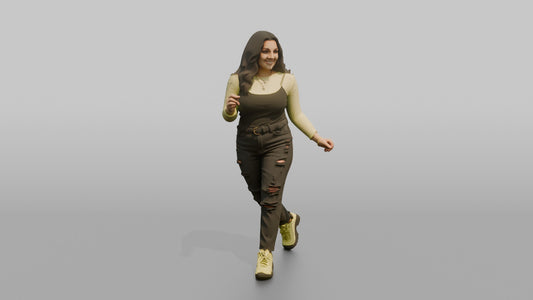 Patron Woman Wearing A Neon Mesh Top Layered Over A Tank, Energetic Stance - 3D character model