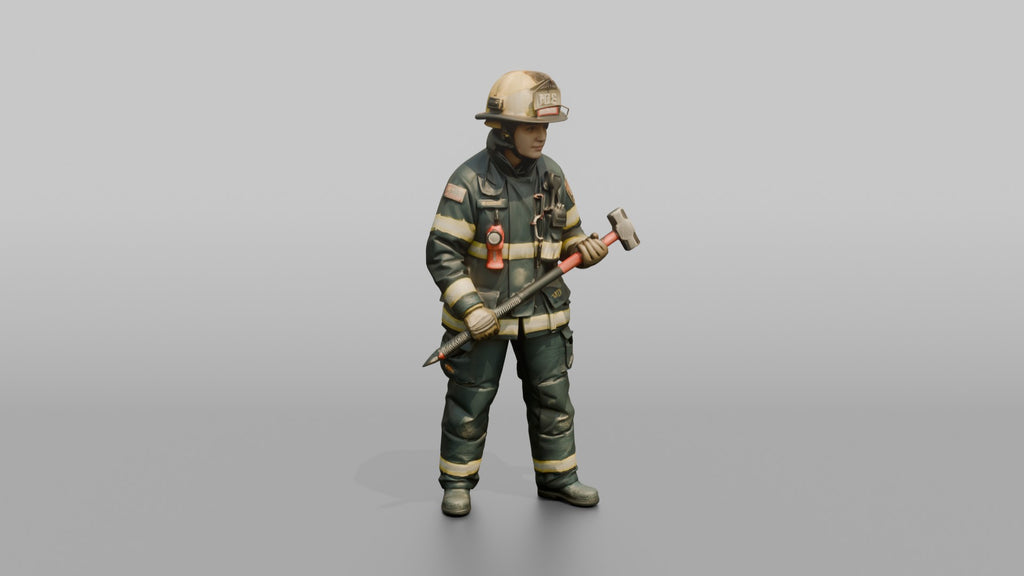 Firefighter Woman Holding a Glass-breaker Entry Tool