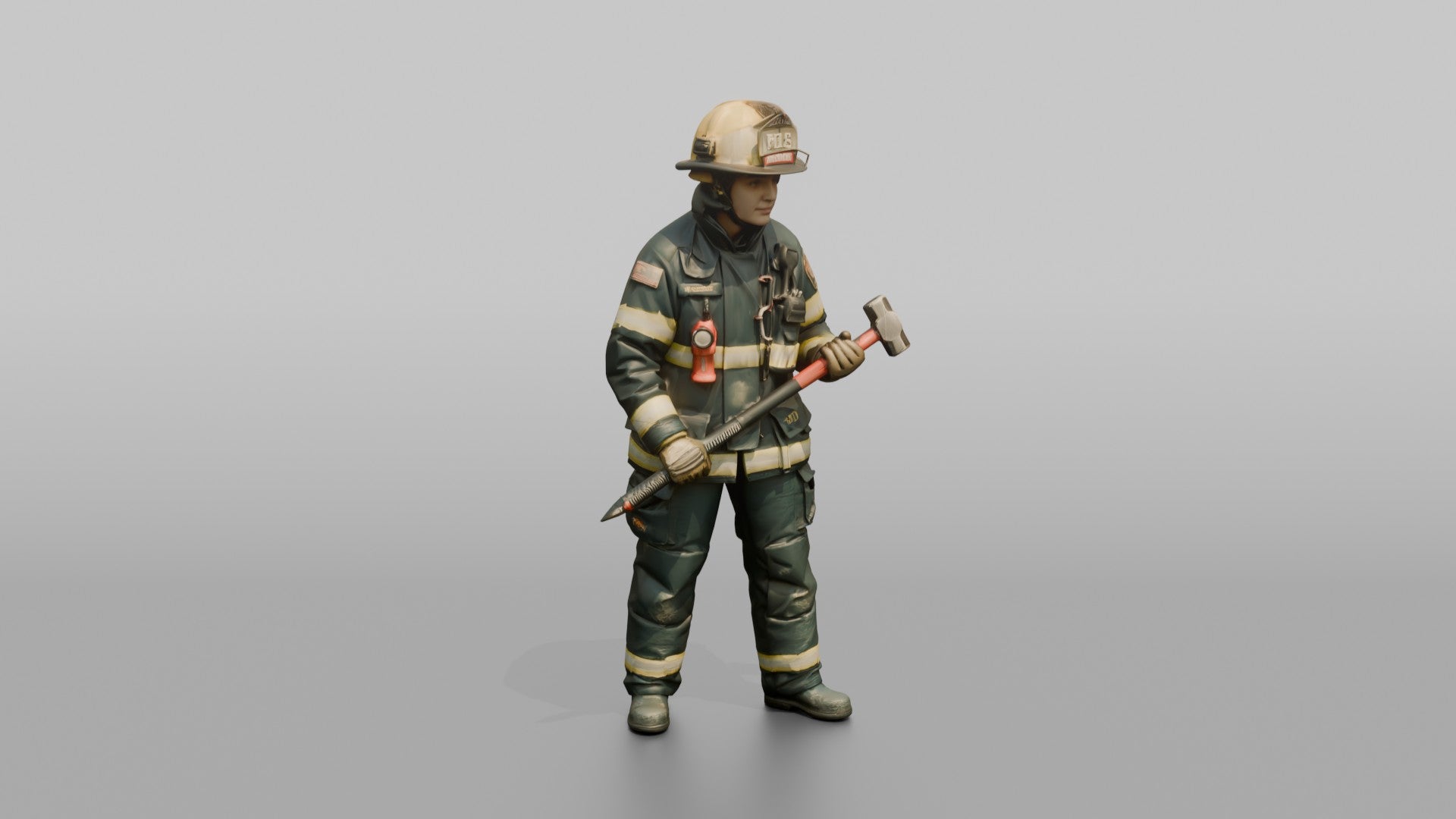 Firefighter Woman Holding a Glass-breaker Entry Tool