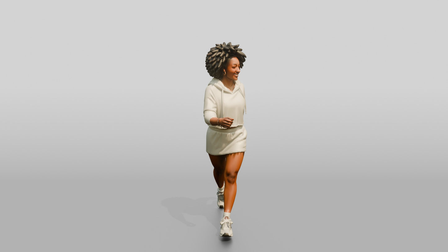 African-American Woman Striding Down the Boardwalk