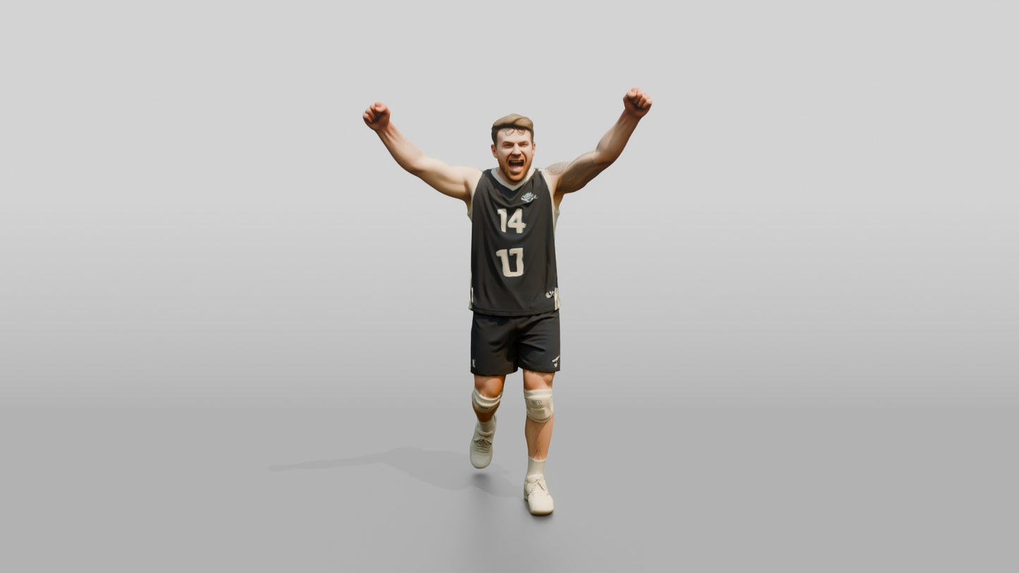 Caucasian Male Volleyball Player in Navy Blue Jersey