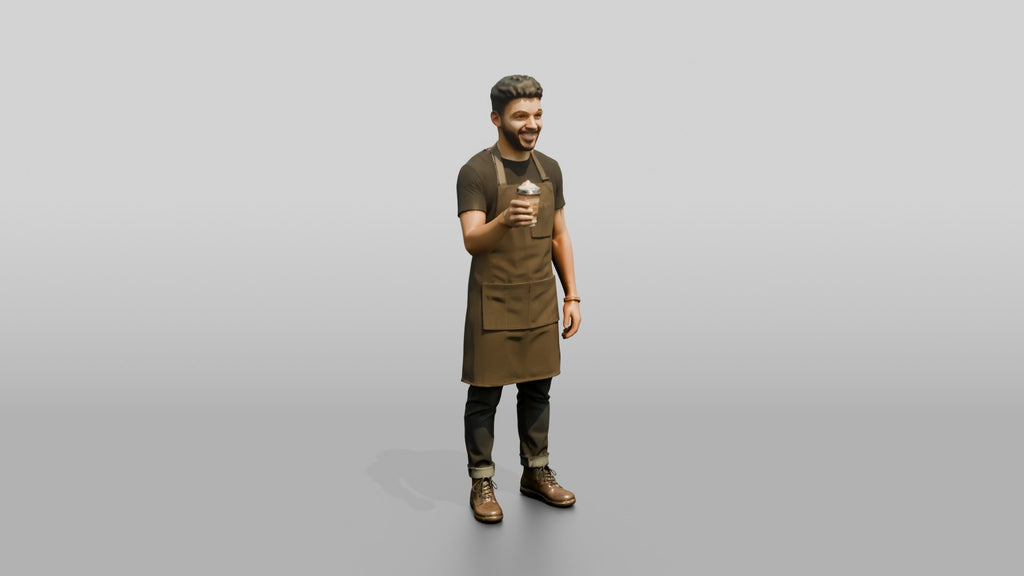 Hispanic Barista Holding Coffee Cup