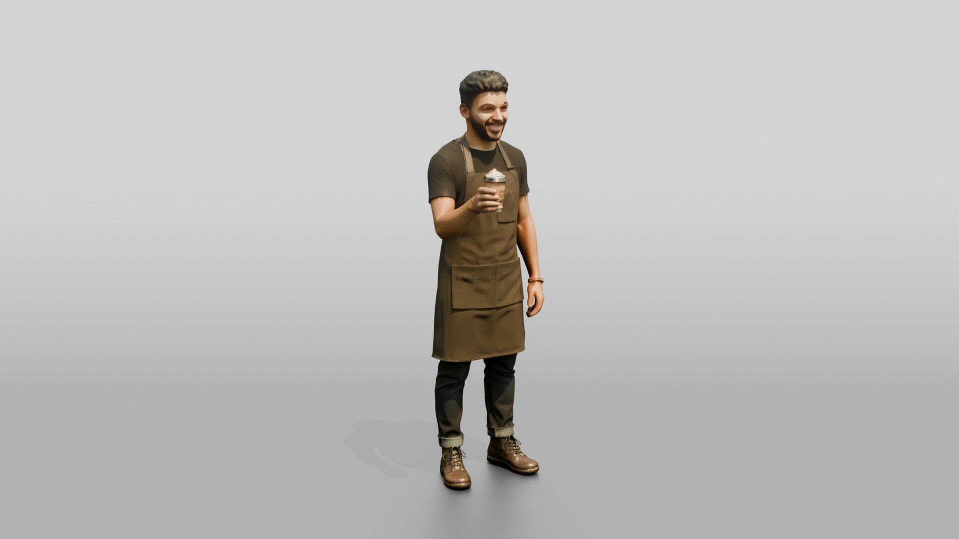 Hispanic Barista Holding Coffee Cup