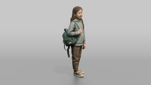 Daughter Carrying A Small Backpack By One Strap - 3D character model