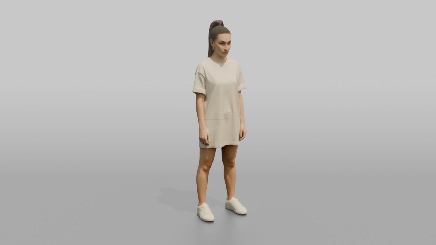 Woman Standing in an Oversized T-Shirt Dress