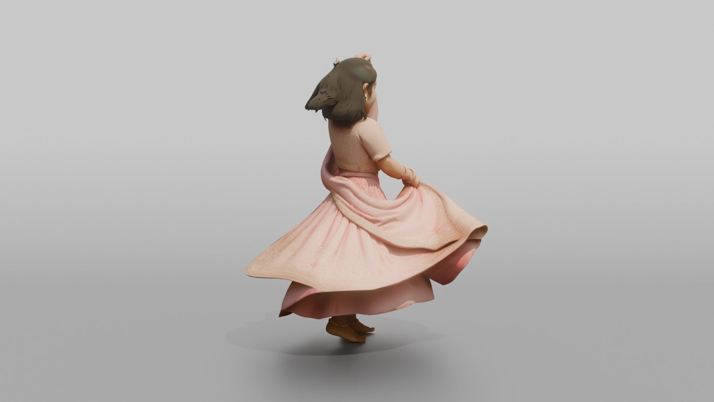 Flower Girl Spinning in a Pink Lehenga