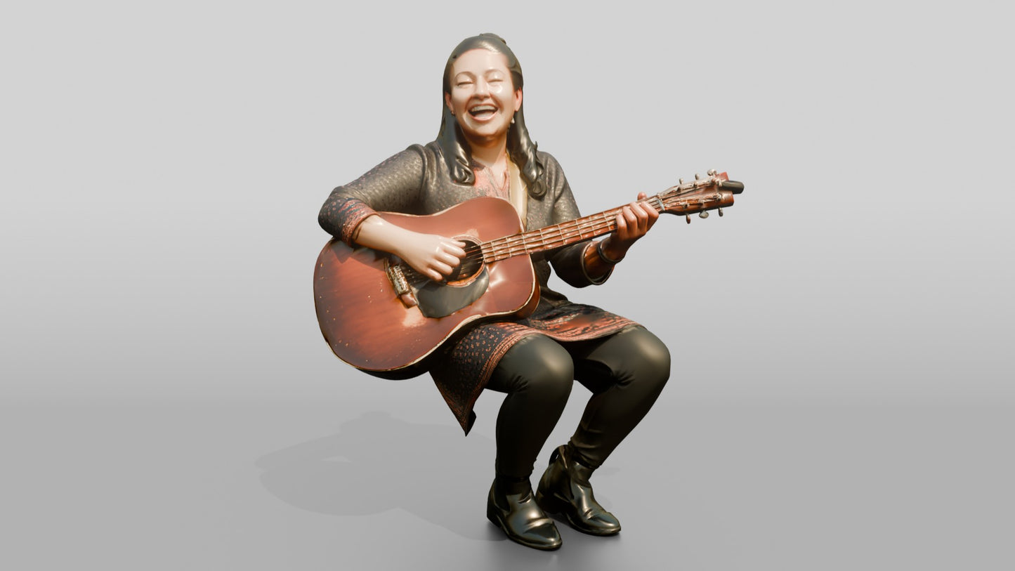 Woman Playing Acoustic Guitar