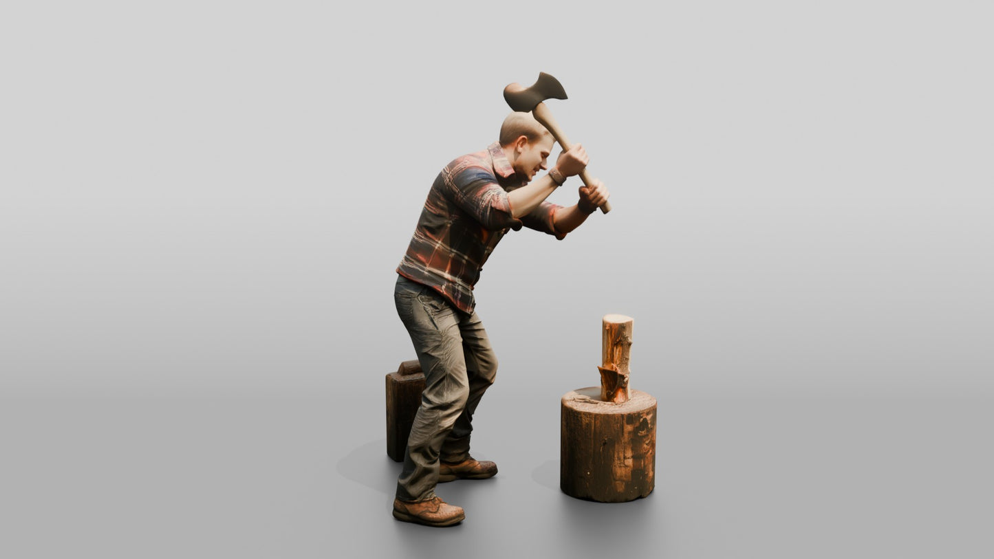 Norwegian Man Chopping Firewood