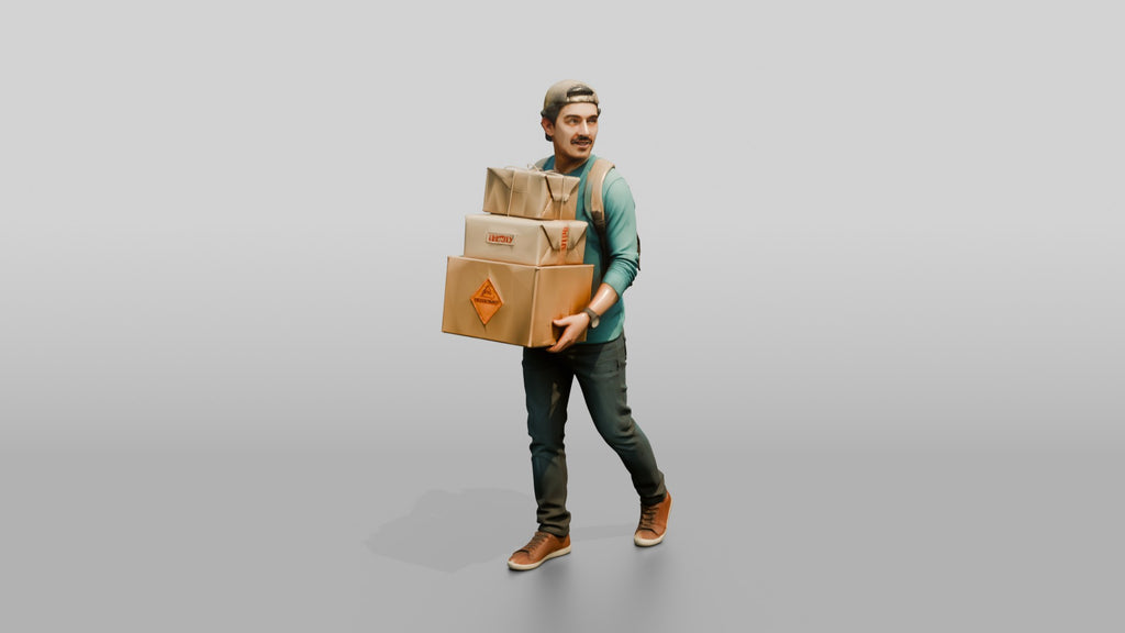 Man Carrying Stacked Boxes