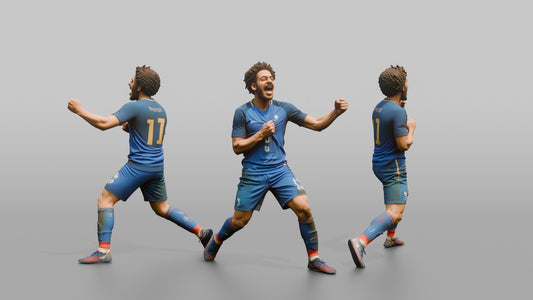 French Player Grabbing His Jersey Crest in Triumph