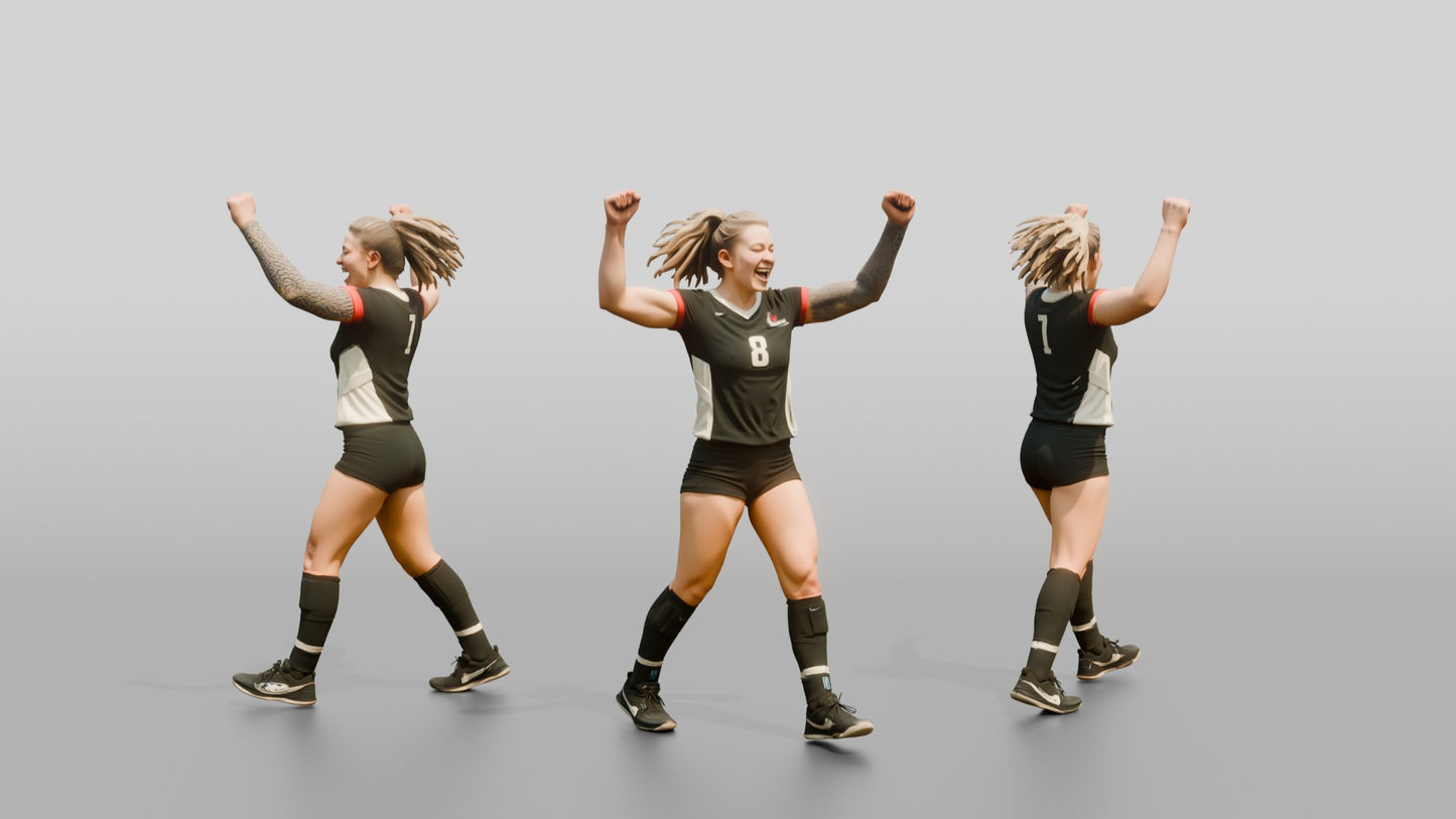 Caucasian Female Volleyball Player in Black Jersey