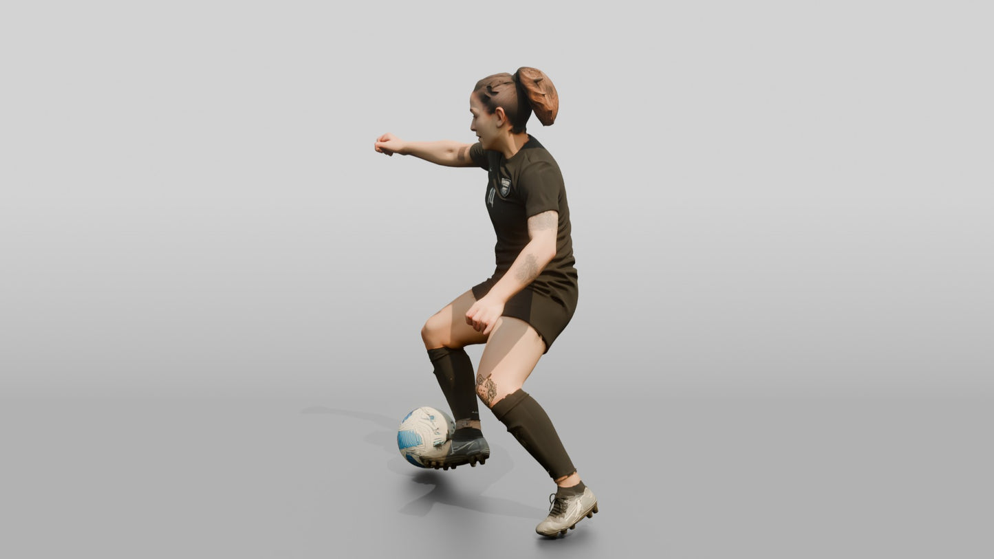 Soccer Player Shielding Ball on Sideline