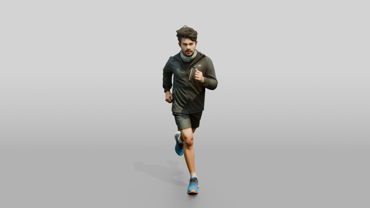 Indian Man Jogging in Technical Jacket - 3D character model, view 5