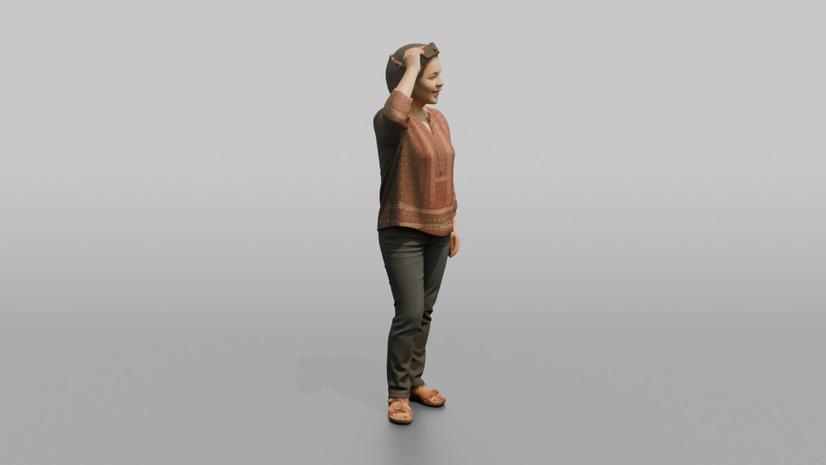 Mother Adjusting Sunglasses On Top Of Her Head - 3D character model, view 2