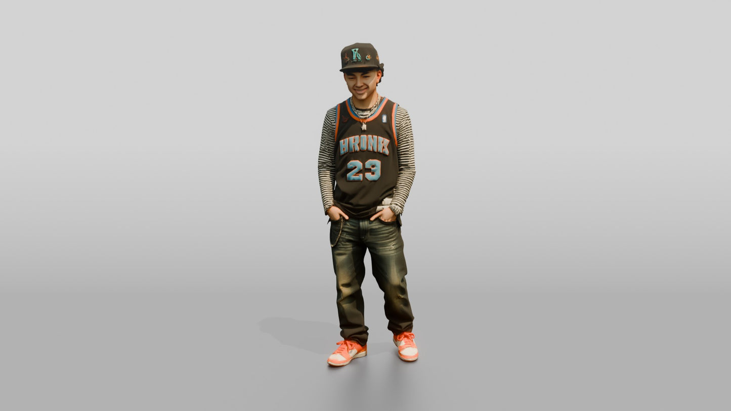 Latino Teen in Layered Urban Jersey