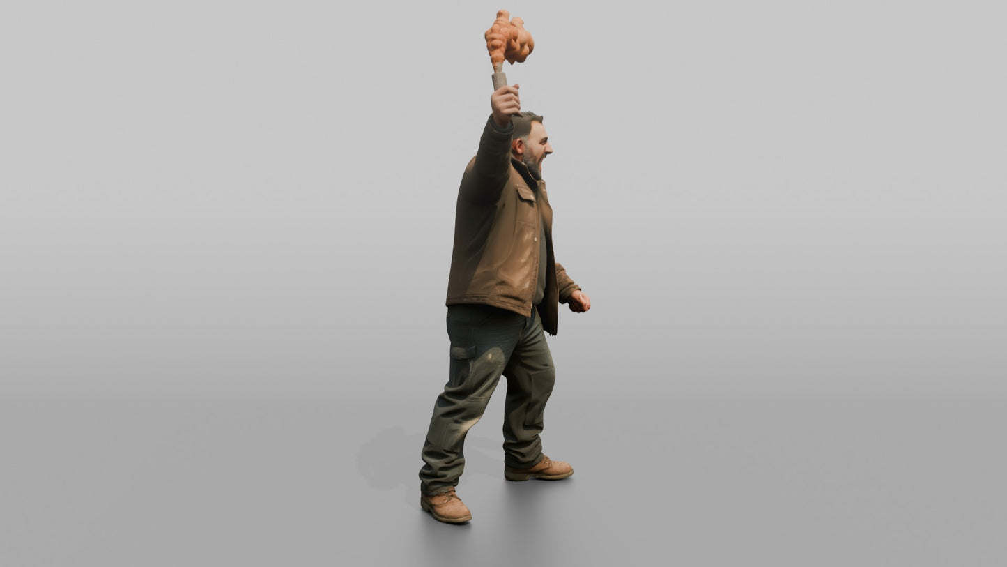 Protester Man Waving a Torch