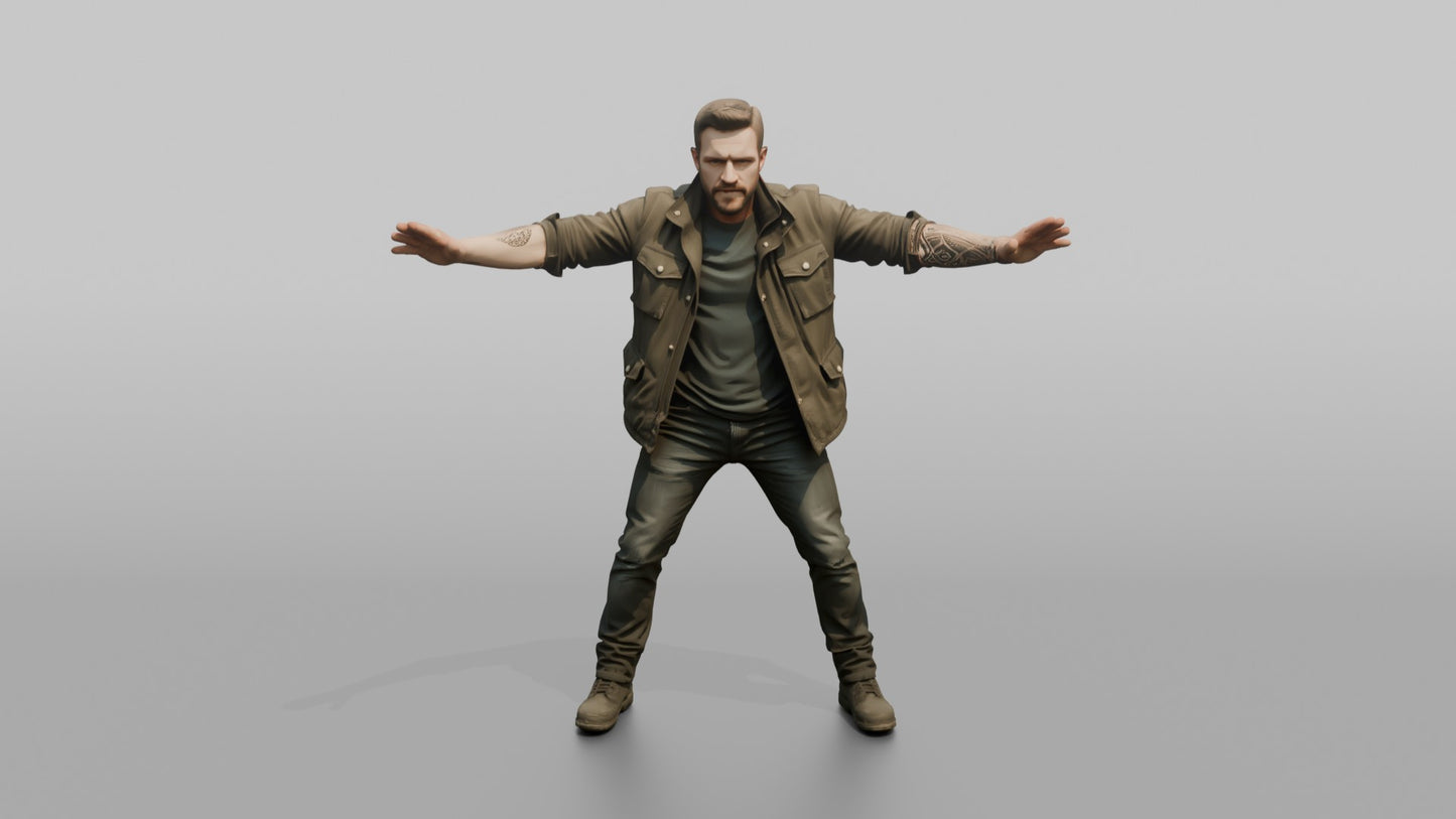 Protester Man Standing with Arms Spread Wide