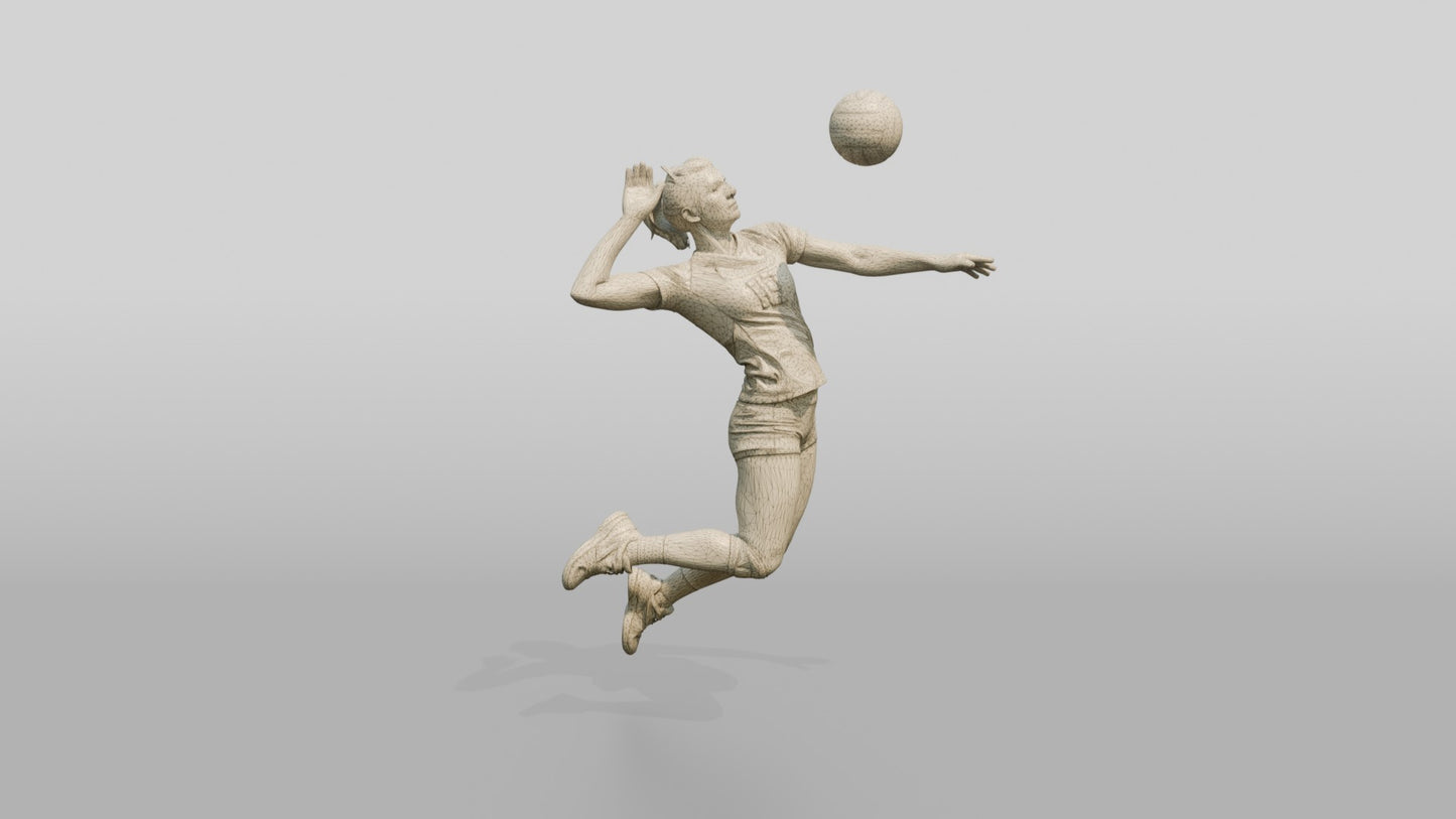 Caucasian Female Volleyball Player in Black and White Jersey