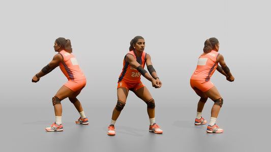 South Asian Female Volleyball Player in Orange Uniform