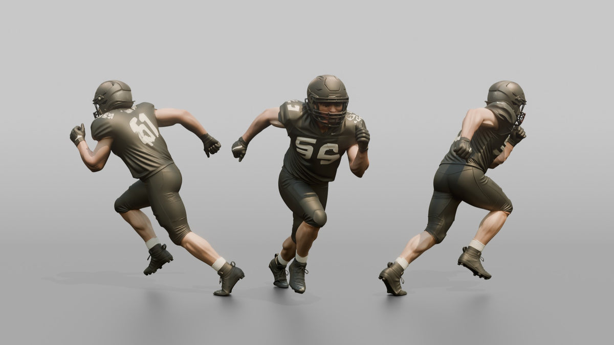 Linebacker Sprinting to Close on a Ball Carrier - 3D character model