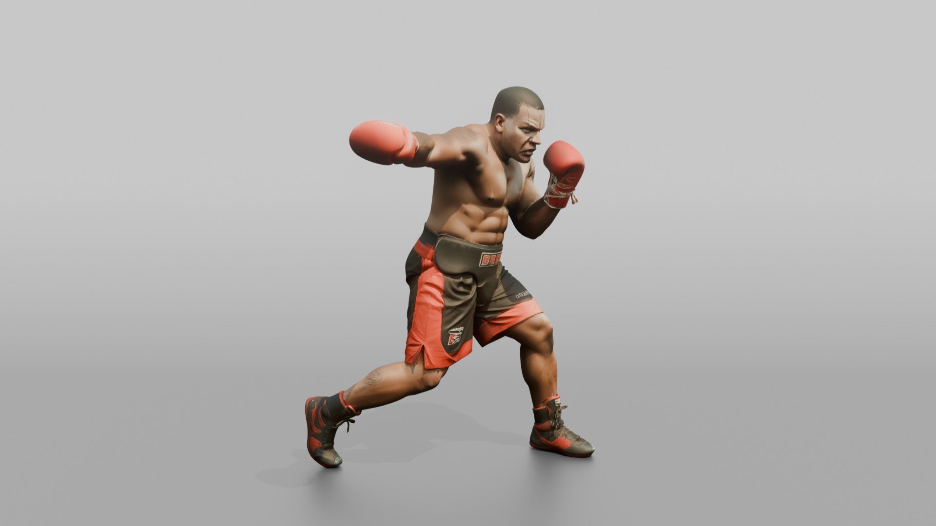 Boxer Lunging Jab While Stepping Forward
