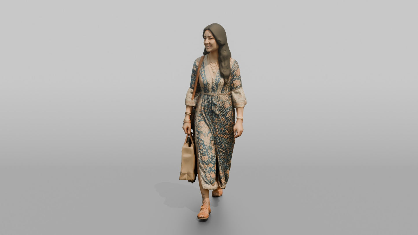 Vacationer Wearing Bohemian Printed Maxi Dress