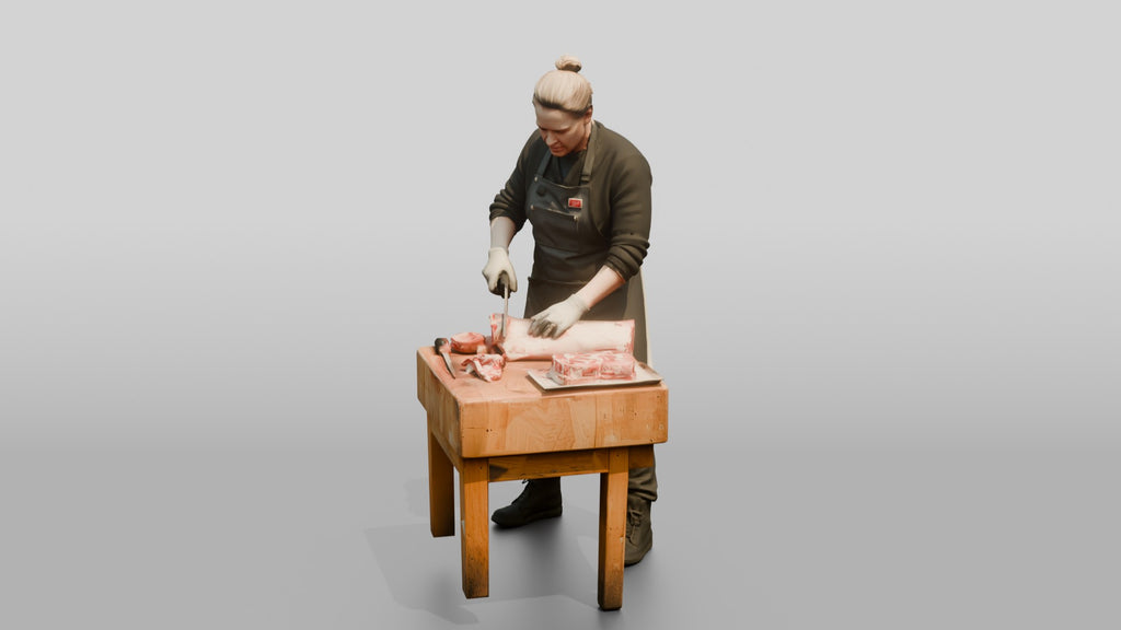 Butcher Cutting Ribeye Steaks