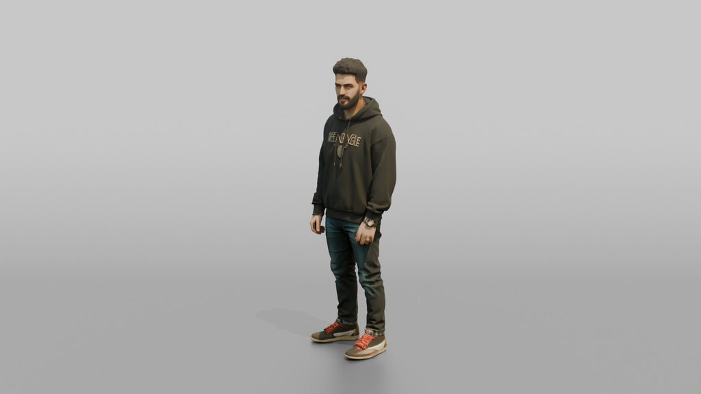 Middle Eastern Man in Dark Hoodie and Jeans