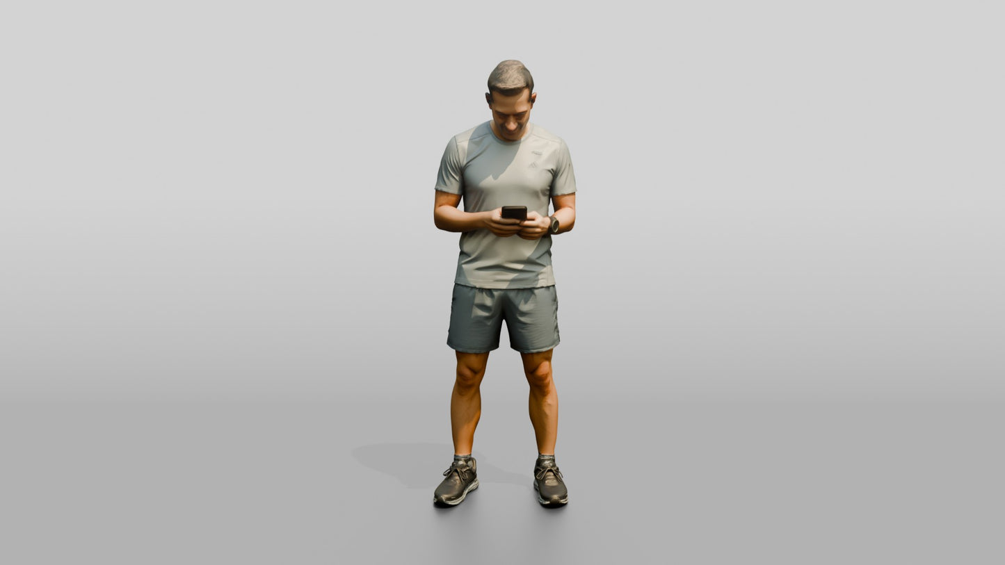 Middle-Aged Athletic Greek Man Checking His Phone