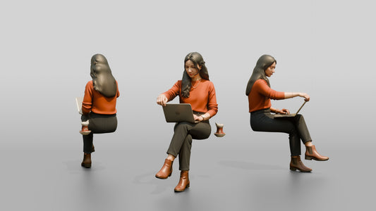 Woman Adjusting Laptop Screen