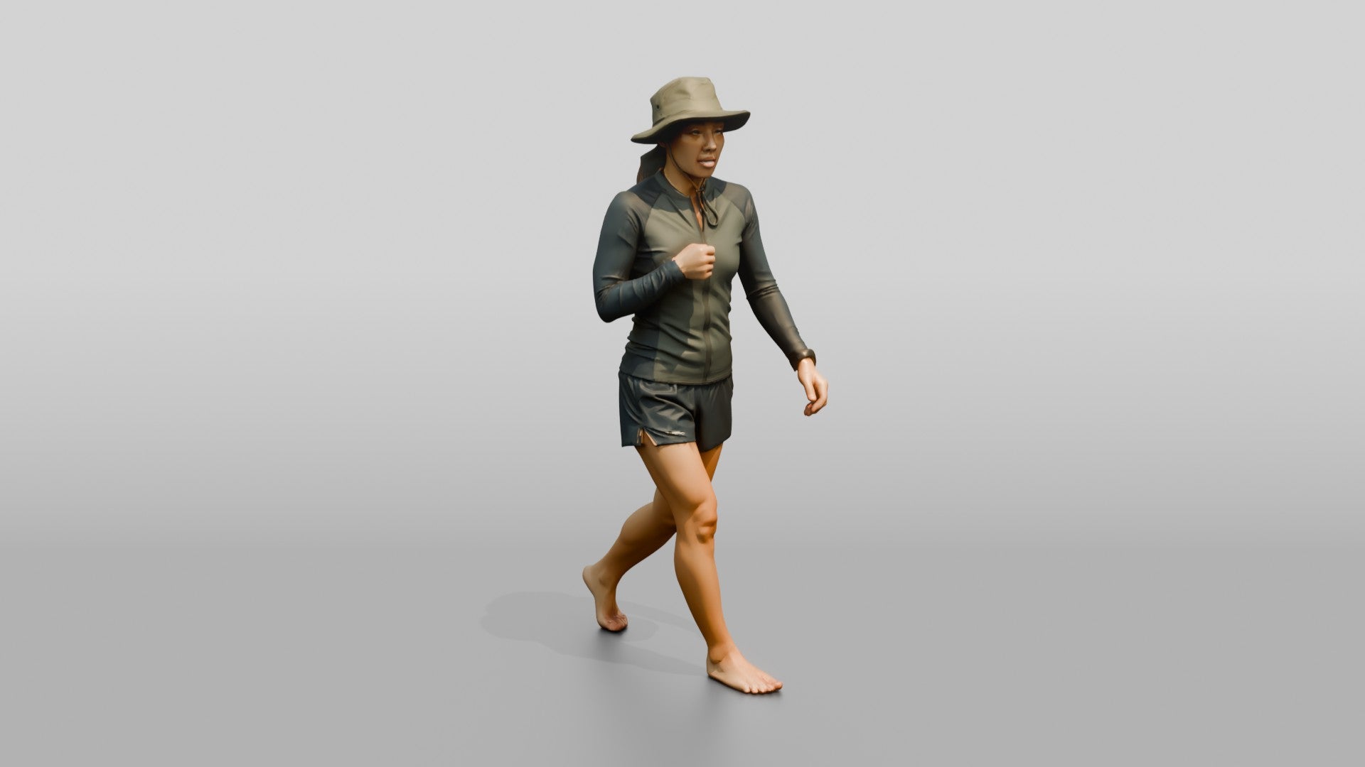 Woman Zipping Up Long-Sleeve Rashguard