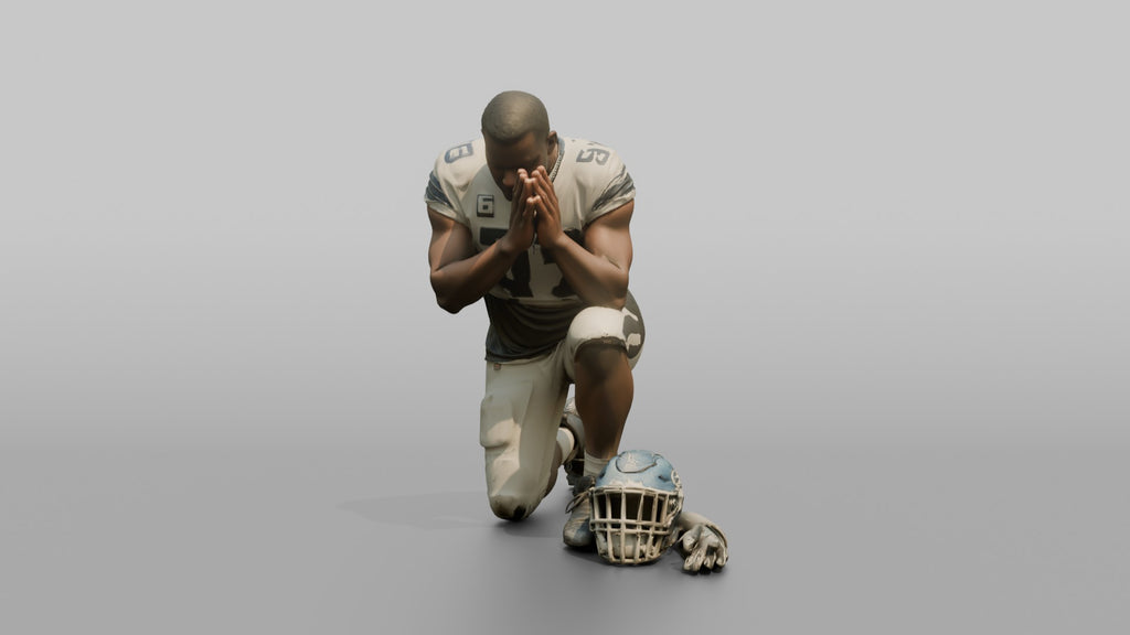 Player Kneeling in Prayer Before the Game