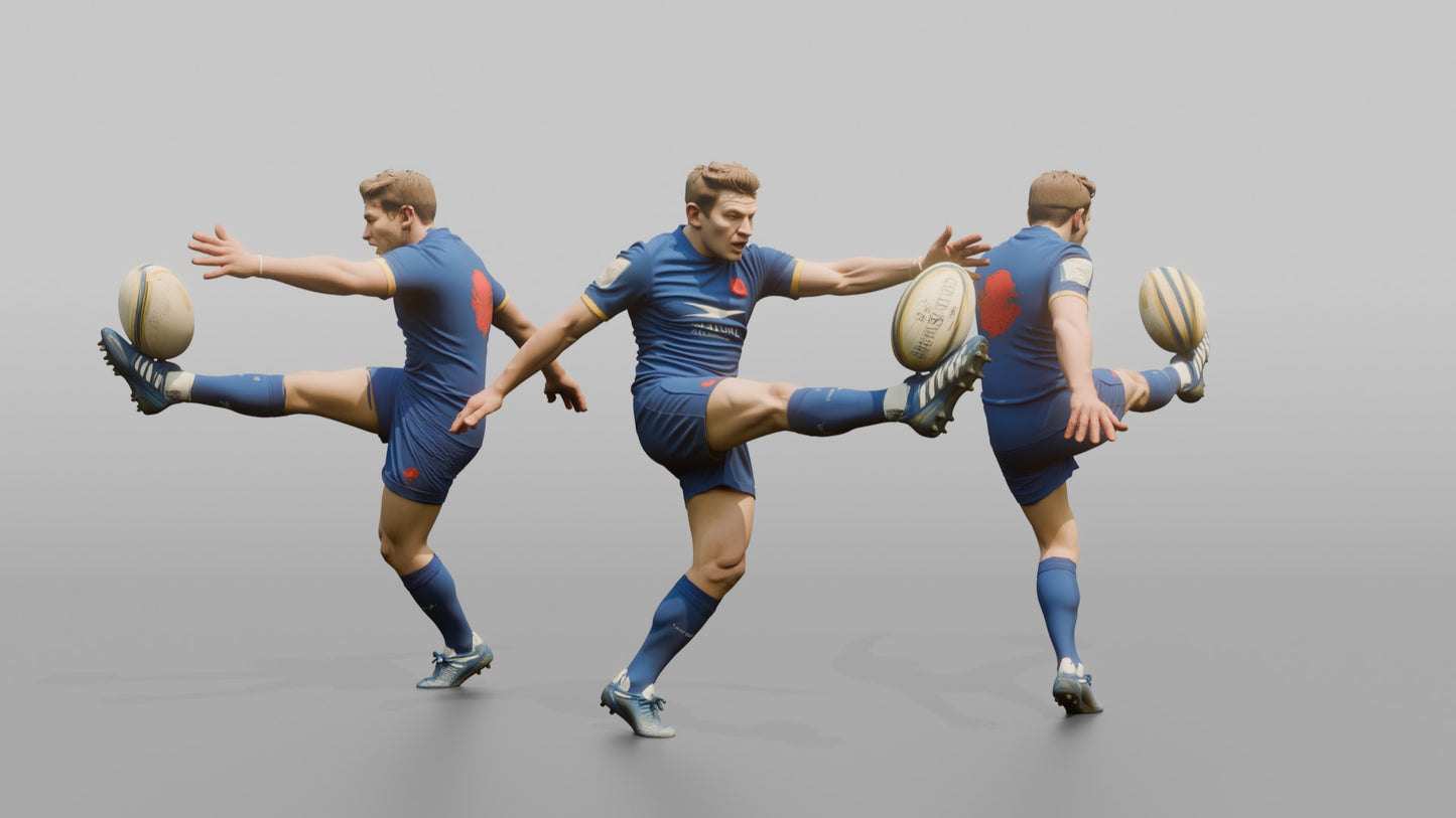 French Fly-Half Executing a Spiral Kick