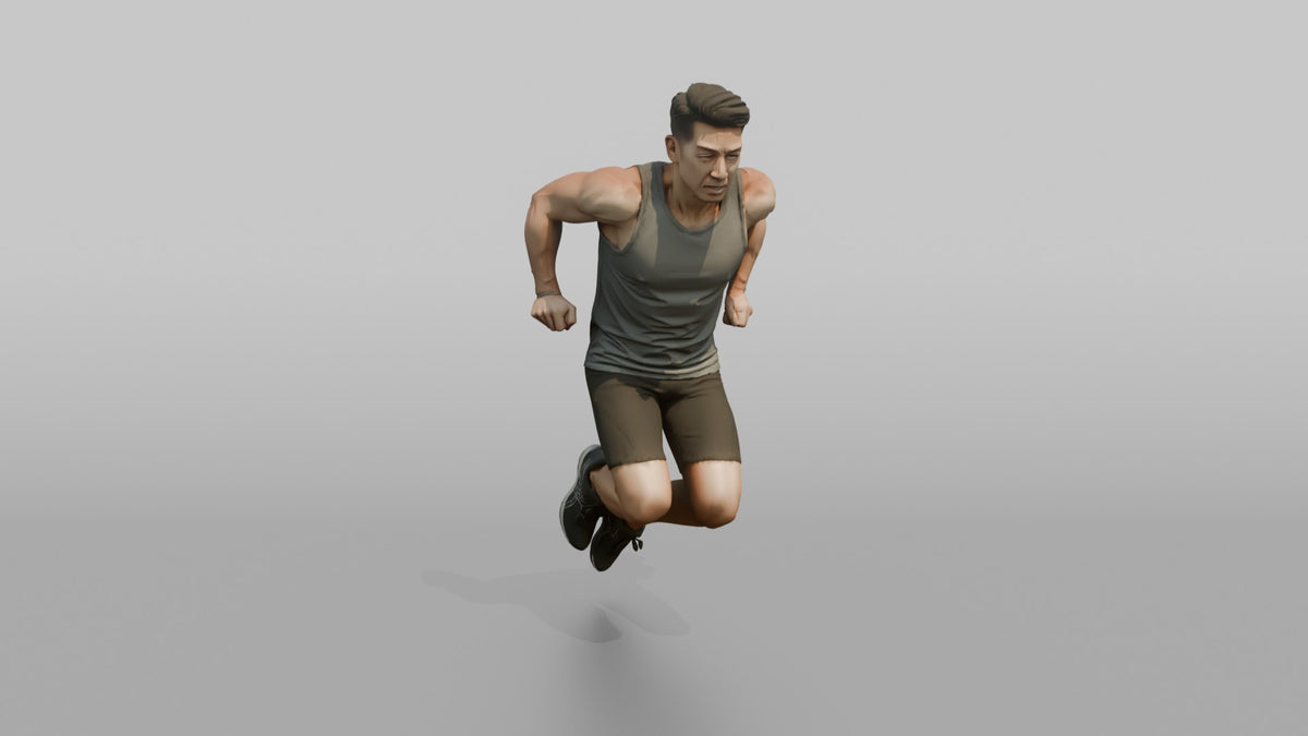 Bodyweight Athlete Man Mid-rep Of A Tricep Dip - 3D character model, view 5