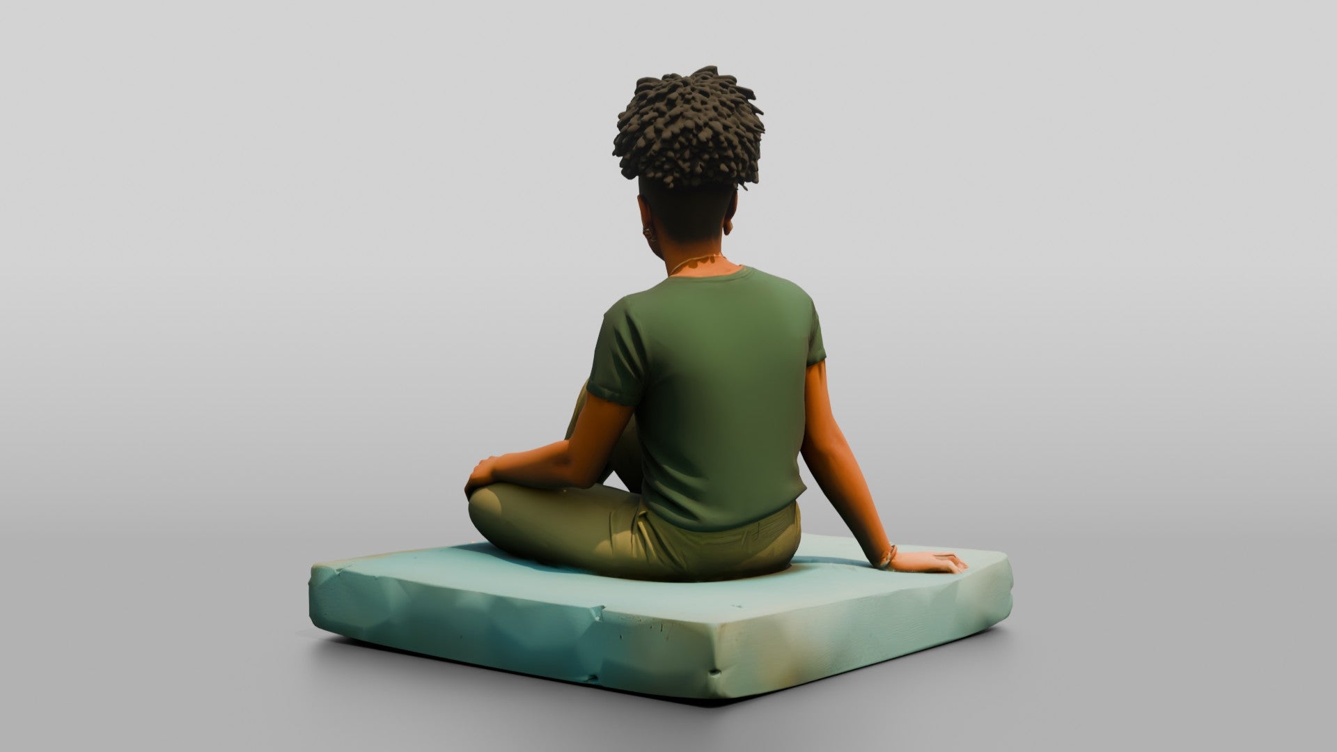 Homeless Woman Sitting on a Piece of Foam Padding