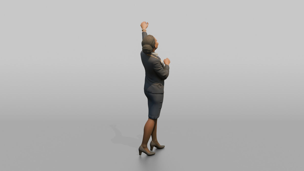 Middle Eastern Flight Attendant Pushing a Serving Trolley - 3D character model, view 2