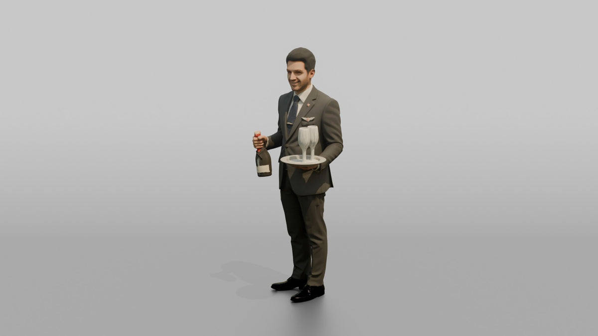 Southeast Asian Co-Pilot Waving Hello - 3D character model, view 4
