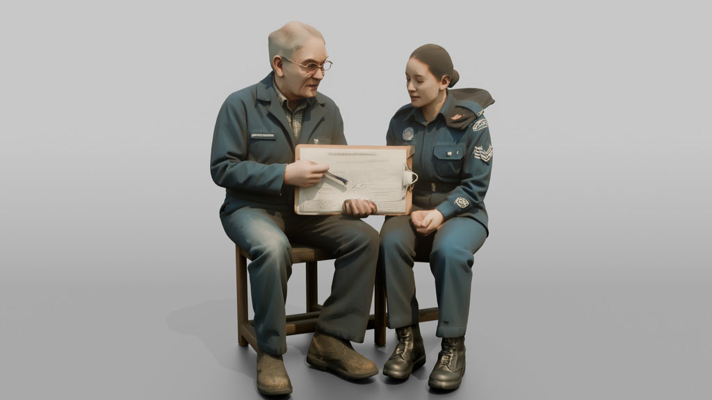Engineer Explaining a Schematic to a Cadet