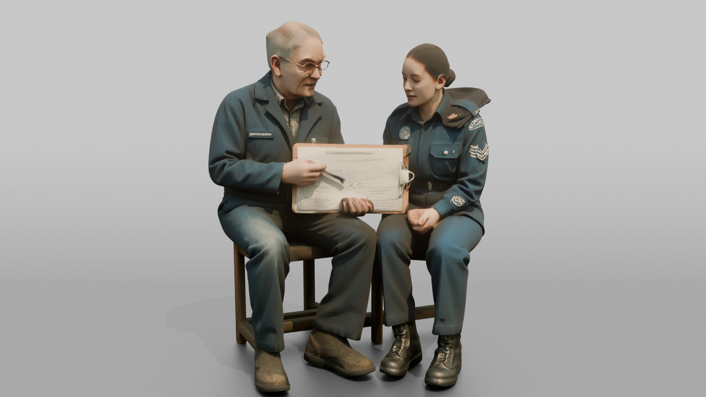 Engineer Explaining a Schematic to a Cadet
